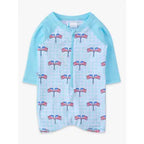 Baby Boys Blue Patriotic Gingham Long Sleeve One Piece Rash Guard Swimsuit