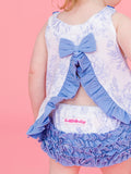 Ruffle Butts Baby Girls Periwinkle Butterfly Garden Knit Swing Top & Bloomer Set