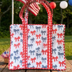 Americana Red and Blue Bow Tote Bag