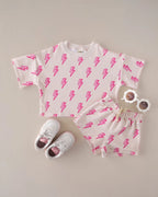 Lucky Panda Shorts Set | Pink Bolts