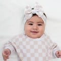 Neutral Checker Headwrap Bow