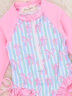 Marie Nicole Ocean Breeze Stripe Ruffle Rashguard