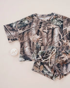 Lucky Panda Shorts Set | Brown Camo
