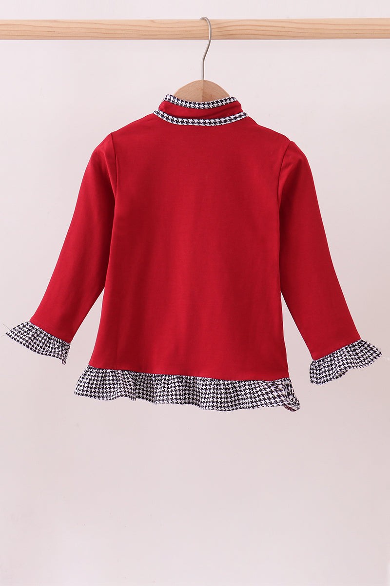 Premium Maroon Alabama Embroidery Ruffle Top