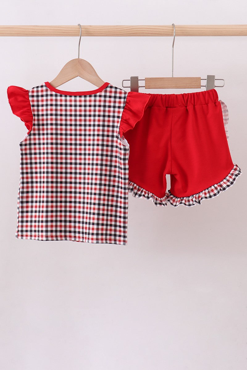Georgia Go Dawgs Plaid Ruffle Shorts Set