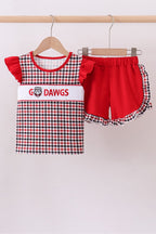 Georgia Go Dawgs Plaid Ruffle Shorts Set