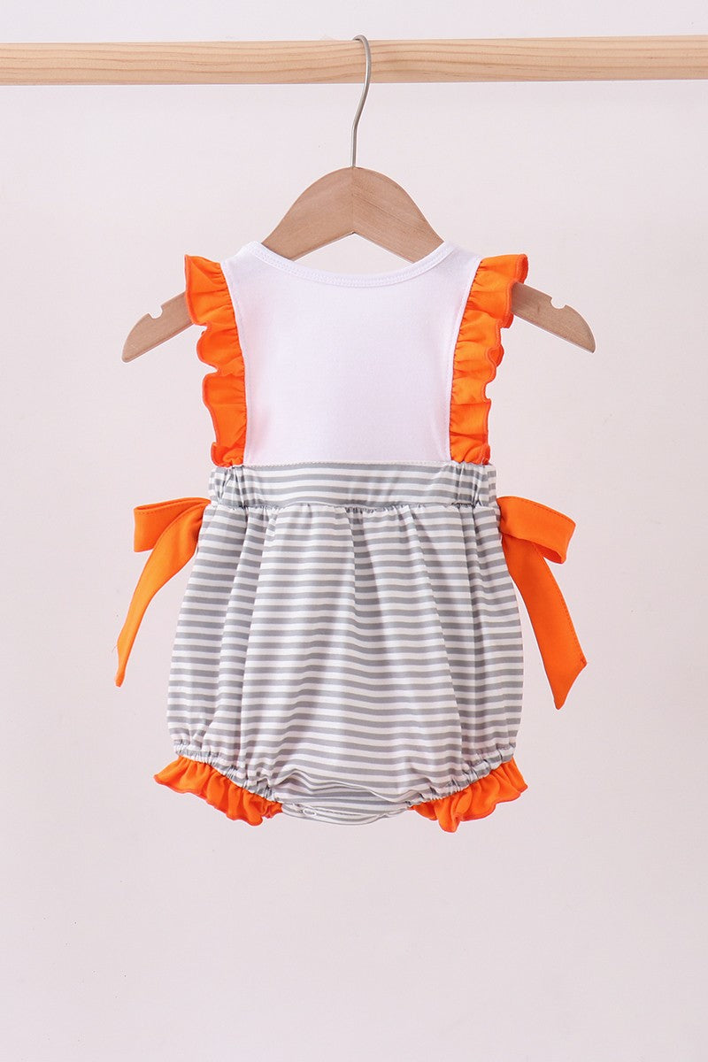 Orange Tennessee Embroidery Ruffle Stripe Bubble