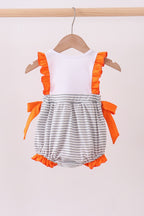 Orange Tennessee Embroidery Ruffle Stripe Bubble