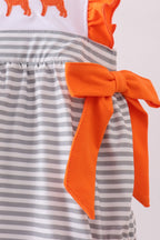 Orange Tennessee Embroidery Ruffle Stripe Bubble