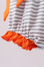 Orange Tennessee Embroidery Ruffle Stripe Bubble