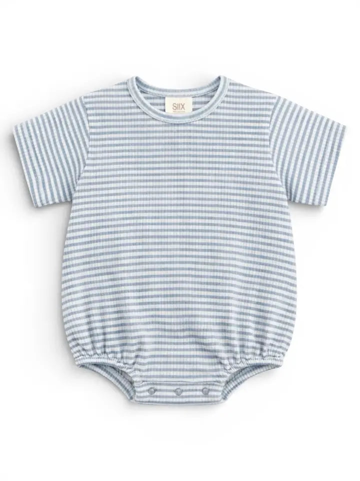 Dusty Blue Stripe / Ribbed T-Shirt Bubble