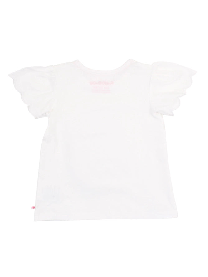Ruffle Butts Girls White Knit Short Sleeve Scallop Tee