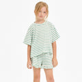 Stripe Crop Top and Ruffle Shorts Set
