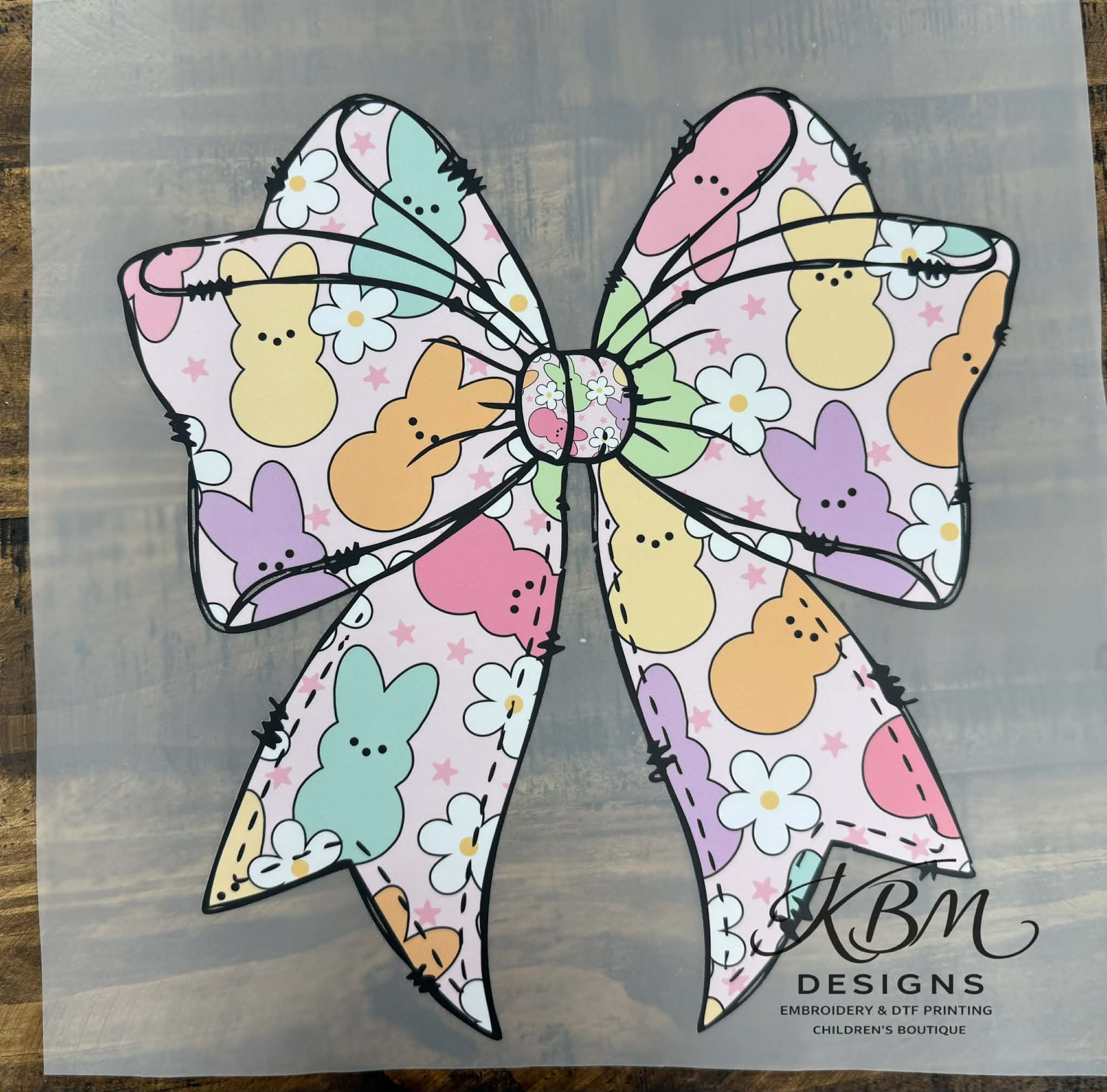 DTF Transfer Peeps Bunny Bow Adult Size
