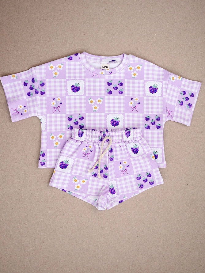 Lucky Panda Shorts Set | Raspberry