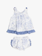 Ruffle Butts Baby Girls Periwinkle Butterfly Garden Knit Swing Top & Bloomer Set
