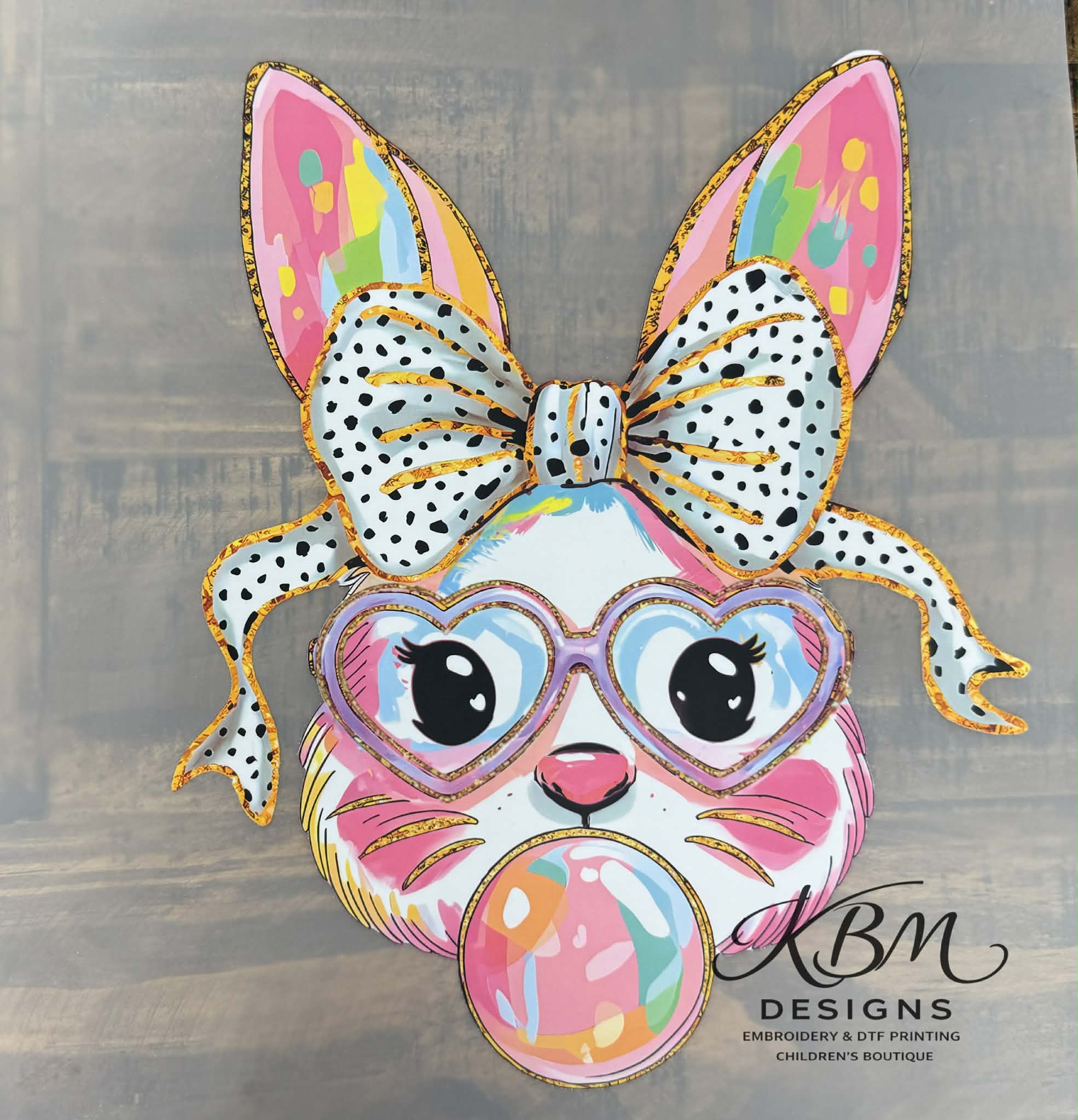 DTF Transfer Bunny with Glasses Adult Size