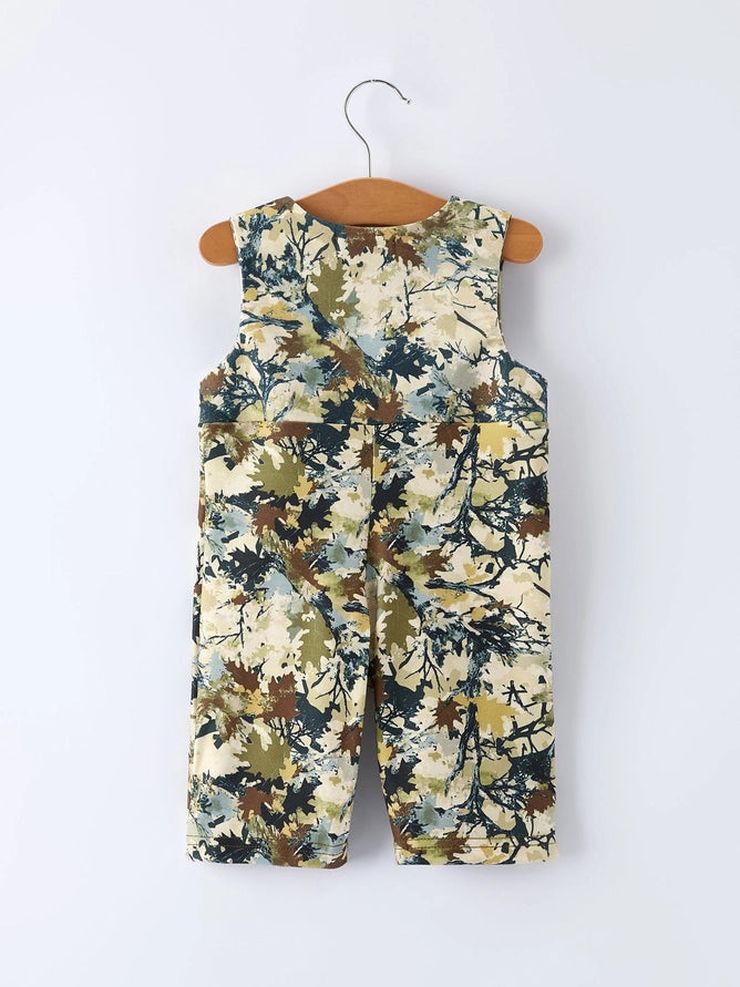 Rylee Faith Camo Duck Smocking Embroidery Baby Boy Romper
