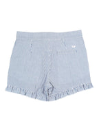 Ruffle Butts Girls Blue Seersucker Ruffle Trim Woven Shorts
