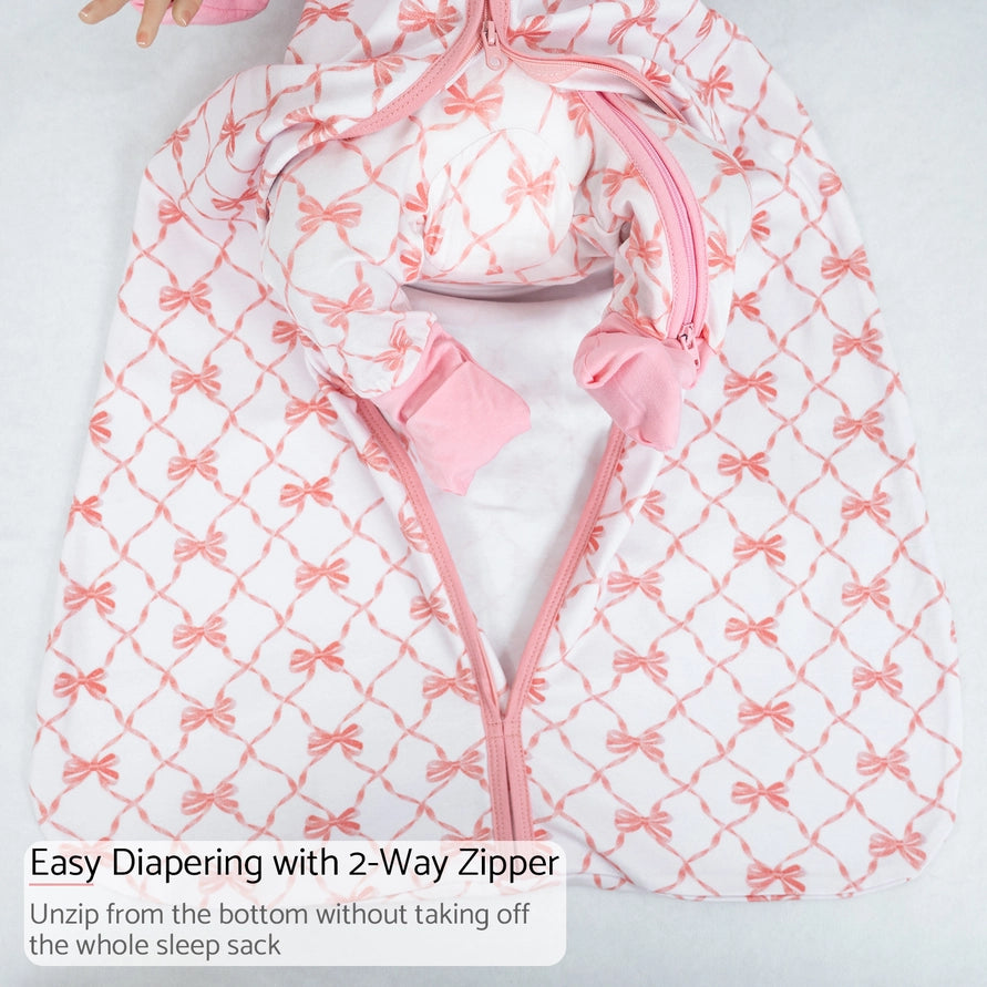 Lolly Banks Beautiful Bows Baby Girl Sleep Sack, 100% Organic Cotton