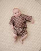 Lucky Panda Shorts Set | Espresso Checkered