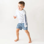 Rugged Butts Boys White Long Sleeve Logo Rash Guard