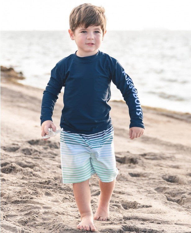 Rugged Butts Boys Navy Long Sleeve Logo Rash Guard