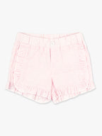Ruffle Butts Toddler Girls Pink Seersucker Ruffle Trim Woven Shorts