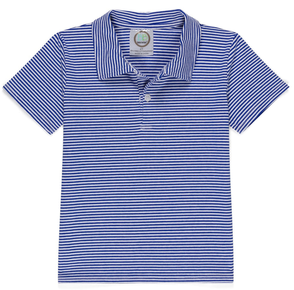 BB Blanks Short Sleeve Polo Style Collared Striped Shirt BLANK
