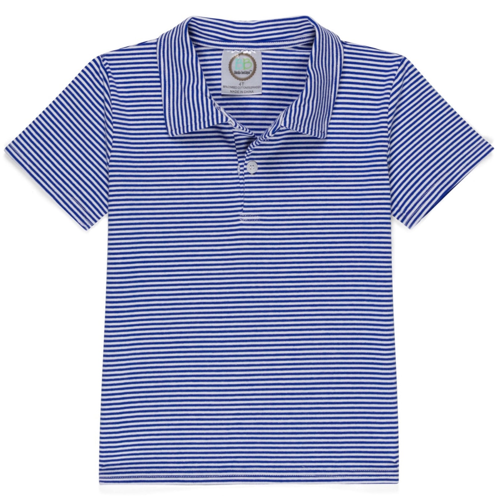 BB Blanks Short Sleeve Polo Style Collared Striped Shirt BLANK