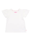 Ruffle Butts Girls White Knit Short Sleeve Scallop Tee
