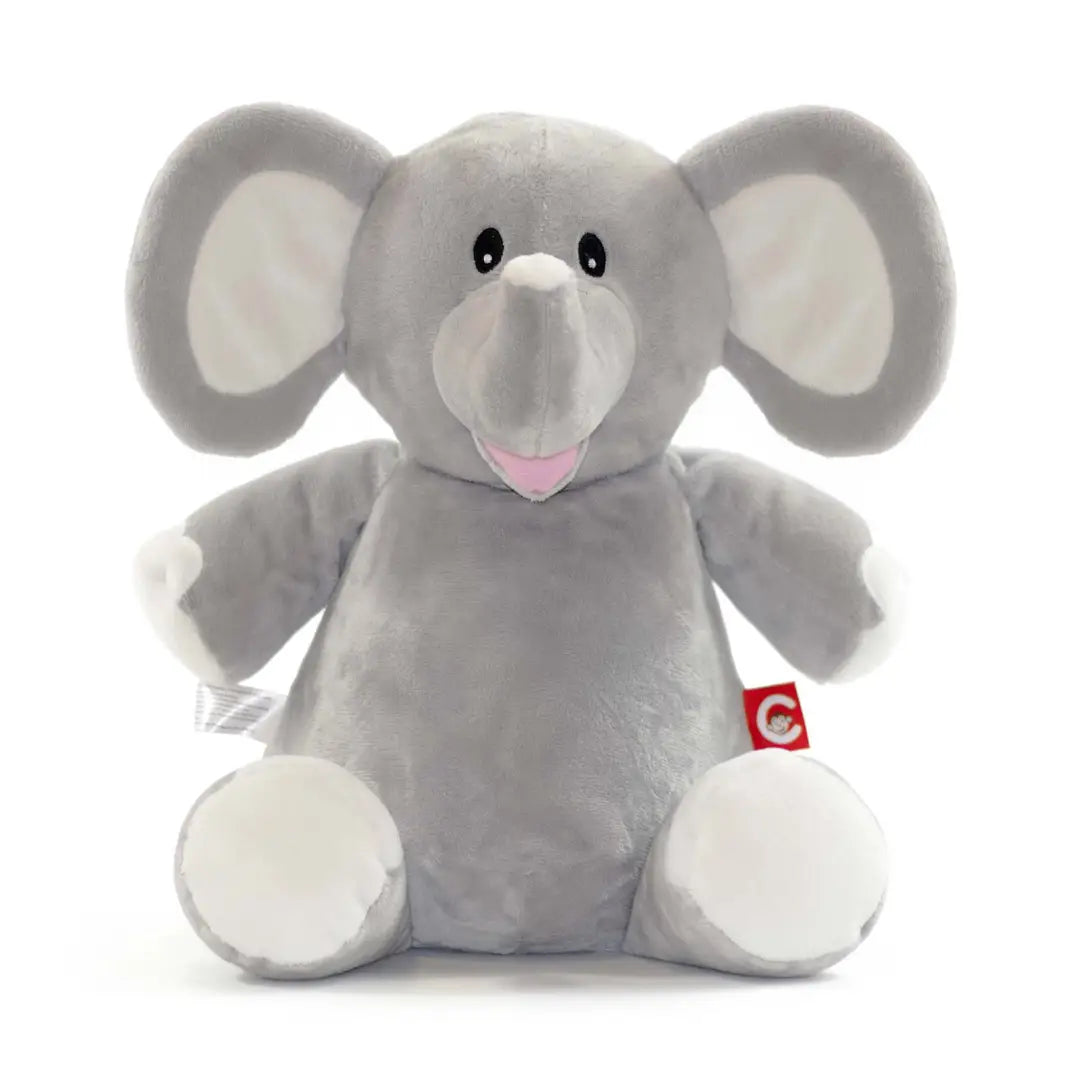 Custom Embroidered Grey Elephant with Removable Stuffing Pod