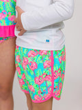 Rugged Butts Boys Neon Flamingo Fun Dolphin Hem Swim Trunks