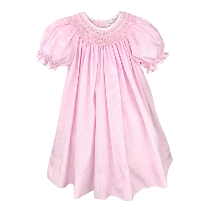 Bishop Smocked Pink Check Dress