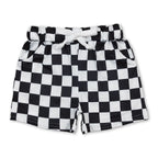 Black Plaid Pockets Kids Boys Summer Shorts