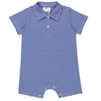 BB Blanks Short Sleeved Polo Style Collared Romper - Striped