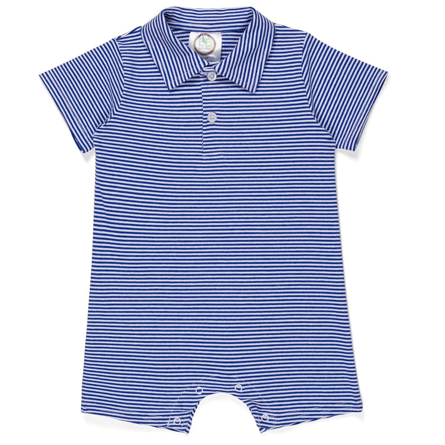 BB Blanks Short Sleeved Polo Style Collared Romper - Striped