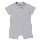 BB Blanks Short Sleeved Polo Style Collared Romper - Striped