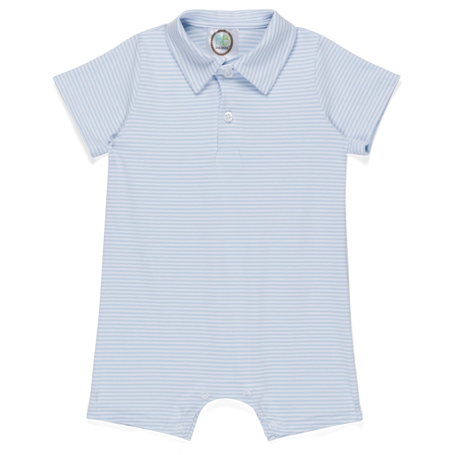 BB Blanks Short Sleeved Polo Style Collared Romper - Striped