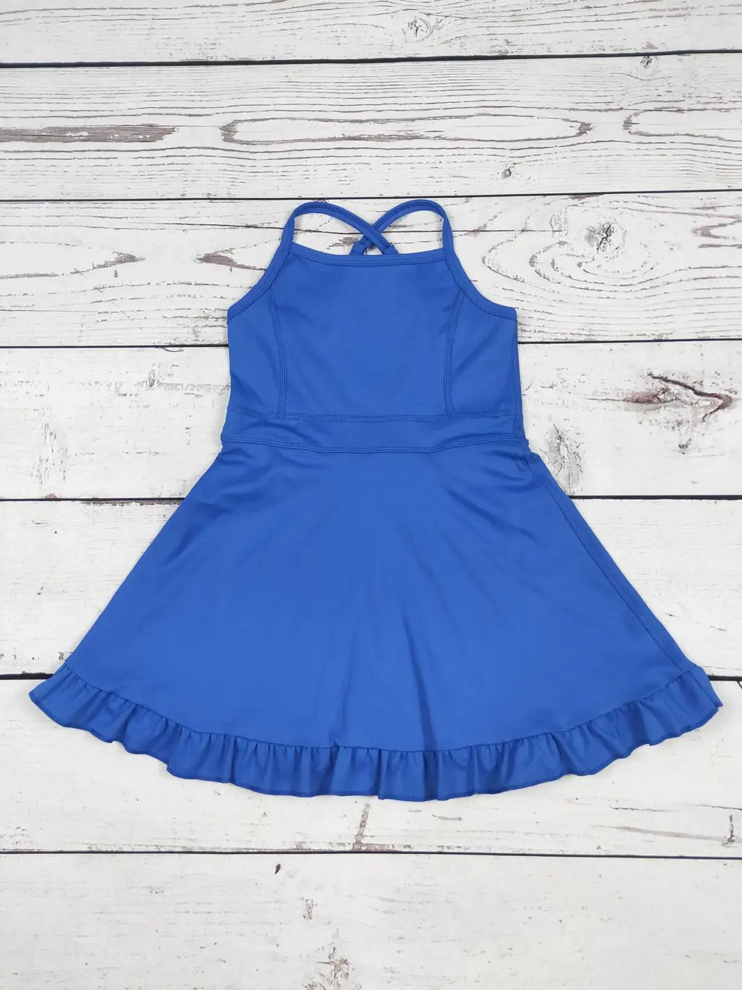 Blue Girls Athletic Dress with Ruffle