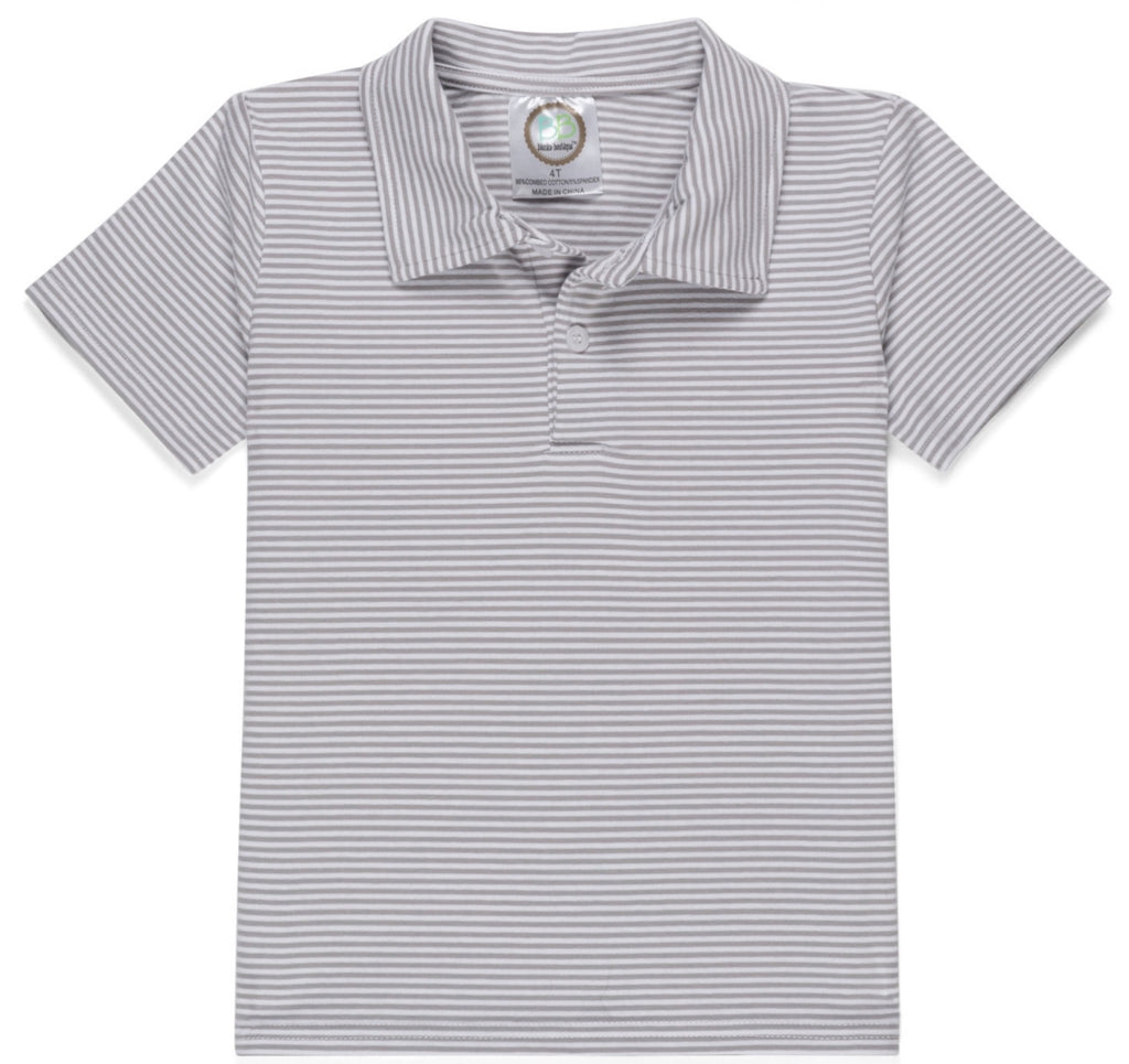 BB Blanks Short Sleeve Polo Style Collared Striped Shirt BLANK