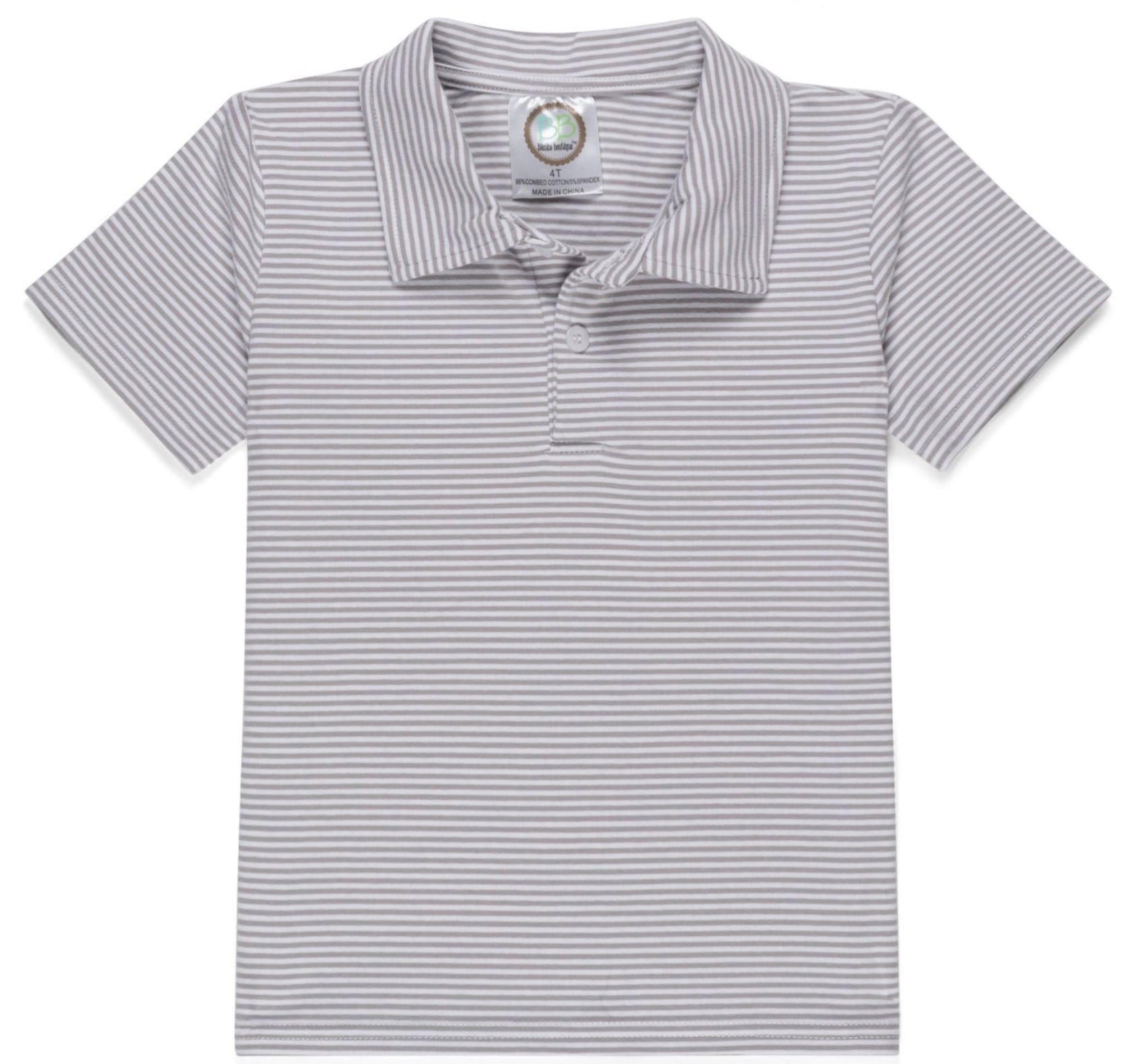 BB Blanks Short Sleeve Polo Style Collared Striped Shirt BLANK
