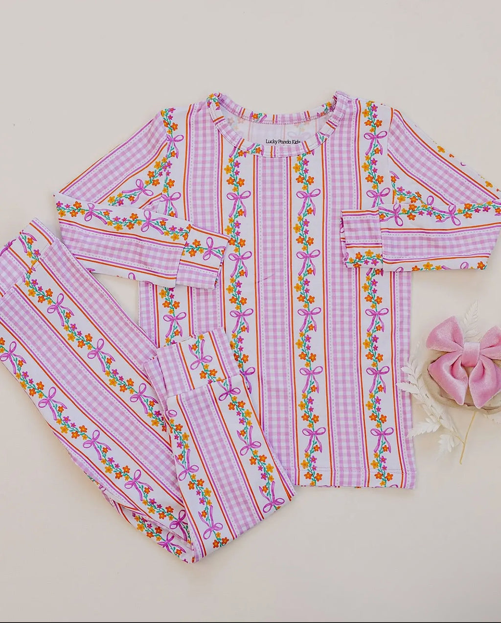Bamboo Two Piece Set Gingham & Flowers