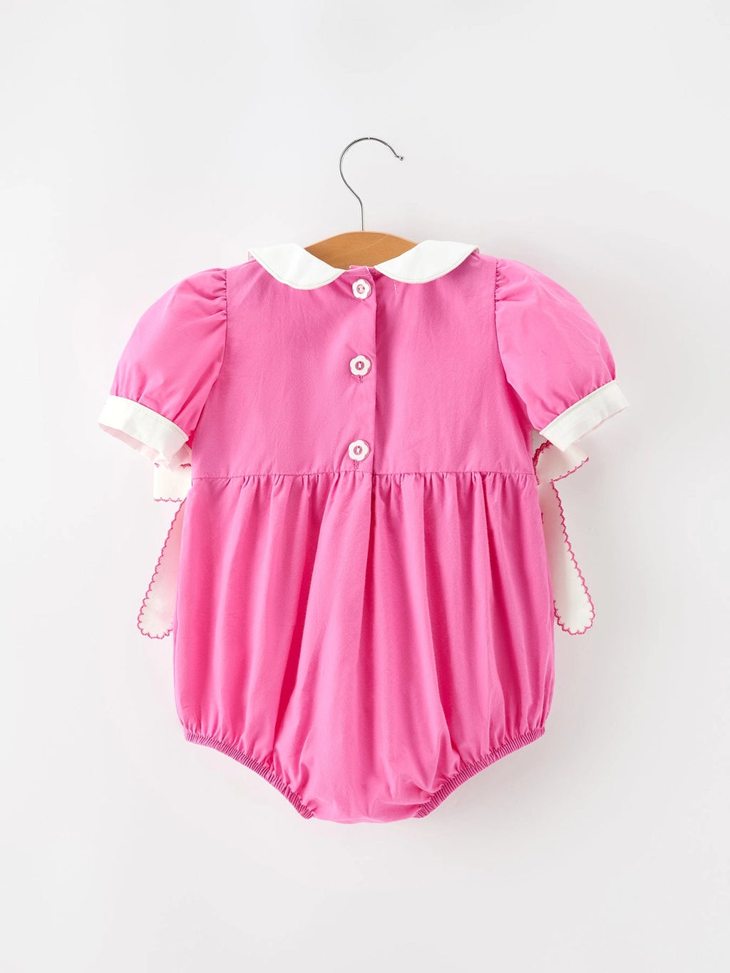 Hot Pink Floral Smocked Bow Bubble Romper