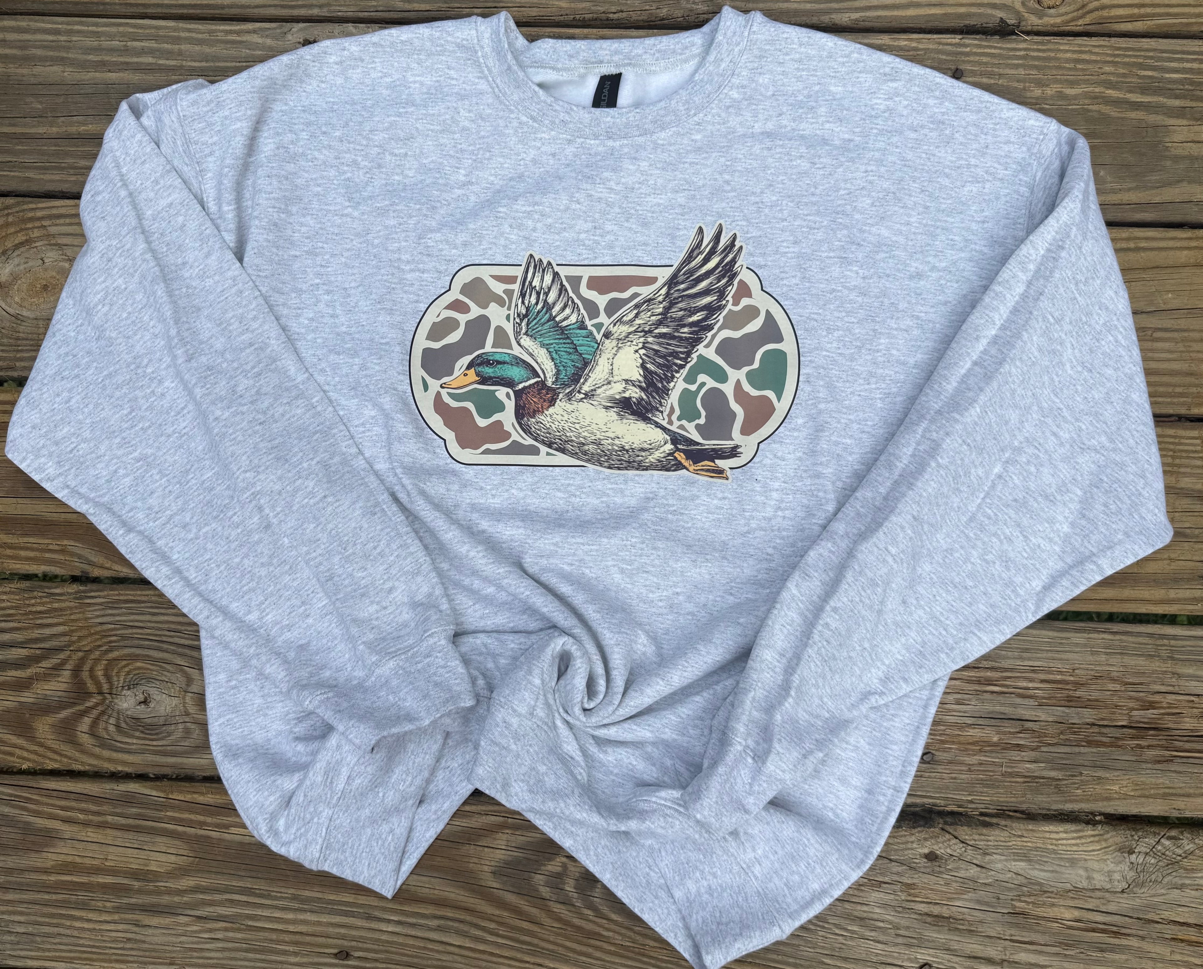 Flying Mallard Camo Crewneck