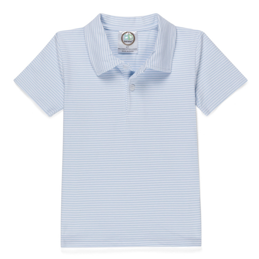 BB Blanks Short Sleeve Polo Style Collared Striped Shirt BLANK