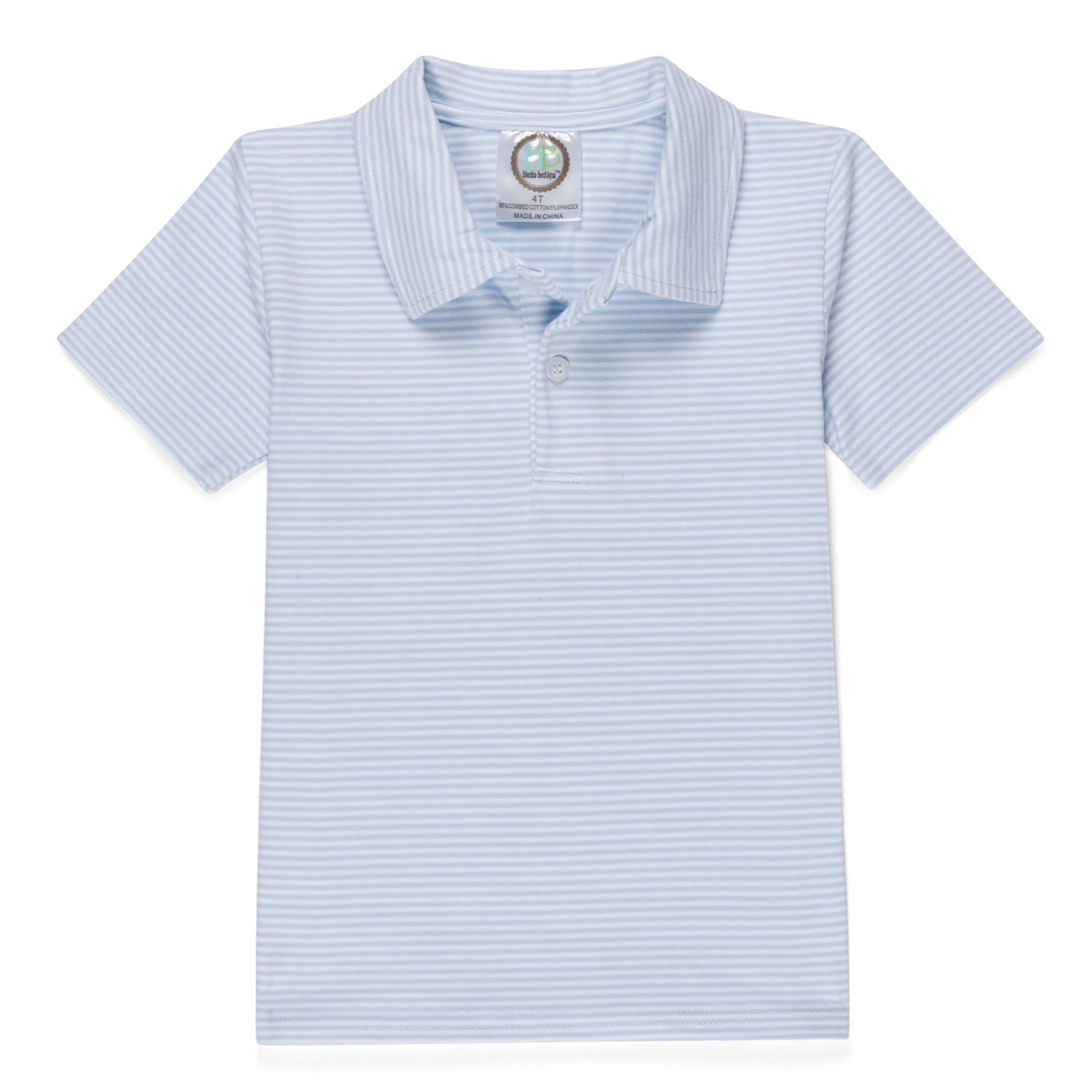 BB Blanks Short Sleeve Polo Style Collared Striped Shirt BLANK