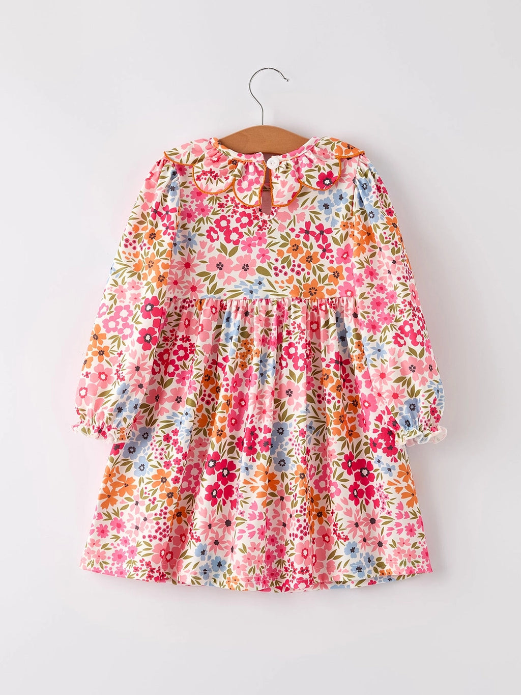 Pumpkin Bow Smock Embroidered Floral Dress
