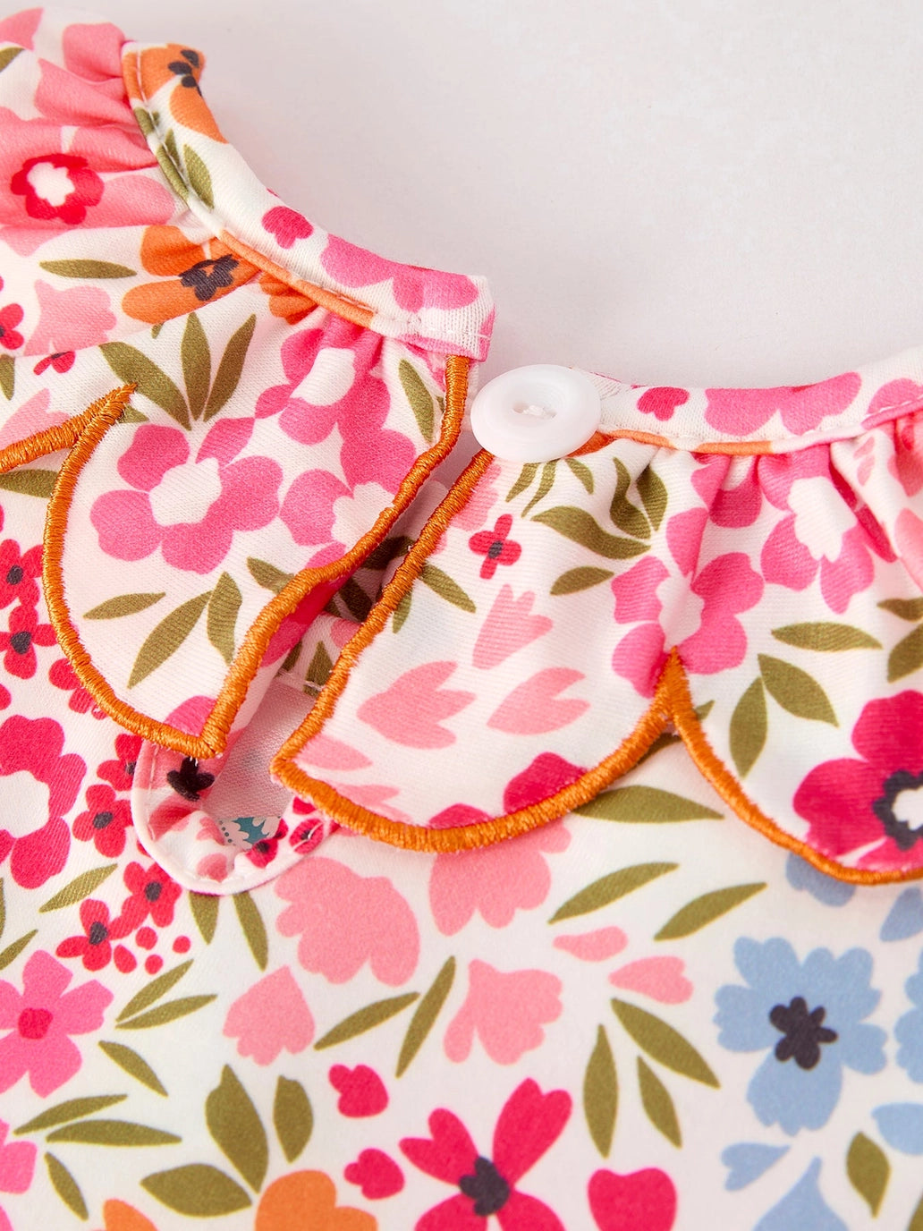 Pumpkin Bow Smock Embroidered Floral Dress