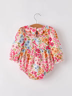 Pumpkin Bow Smock Embroidered Floral Romper